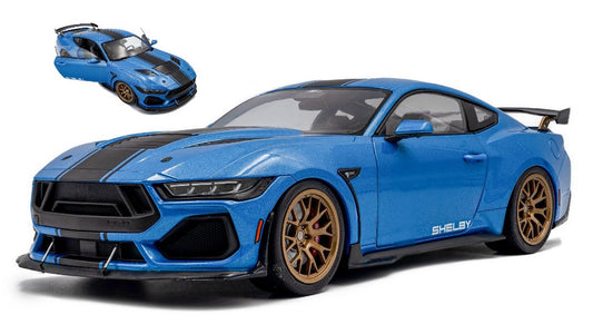 SHELBY MUSTANG SUPER SNAKE 2025 MET.GRABBER BLUE 1:18 Scala 1:18 Solido