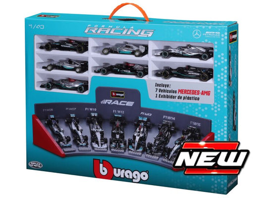 MERCEDES F1 SET:2014-2016-2019-2021-2022-2023 7 MODELS-VARIOUS DRIV.1:43 Scala 1:43 Burago