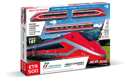 TRENO FRECCIAROSSA ETR500E C/LUCI E SUONI cm 147x101 A BATTERIA 1:87 Scala 1:87 RE.EL.Toys