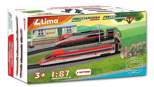 TRENO FRECCIAROSSA 500 + FRECCIAROSSA 1000 A BATTERIA SCALA HO 1:87 Scala 1:87 Lima