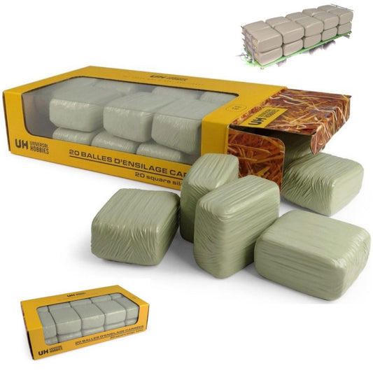 SET 20 BALLE FIENO PRISMATICHE FASCIATE (GREEN COLOR) 1:32 Scala 1:32 Universal Hobbies
