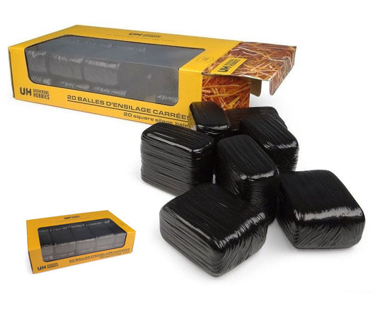SET 20 BALLE FIENO PRISMATICHE FASCIATE (BLACK COLOR) 1:32 Scala 1:32 Universal Hobbies