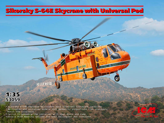 SIKORSKY S-64E SKYCRANE W/UNIVERSAL POD KIT 1:35 Scala 1:35 ICM