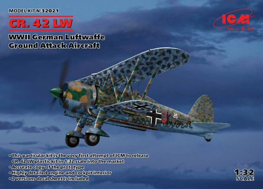 CR.42 LW WWII GERMAN LUFTWAFFE GROUND ATTACK AIRCRAFT KIT 1:32 Scala 1:32 ICM