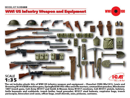 WWI US INFANTRY WEAPON AND EQUIPMENT KIT 1:35 Scala 1:35 ICM