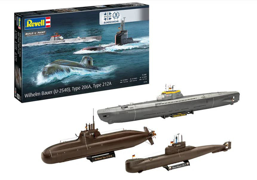 SOTTOMARINI WILHELM BAUER (U-2540), TYPE 206A, TYPE 212A KIT 1:144 Scale Varie Revell