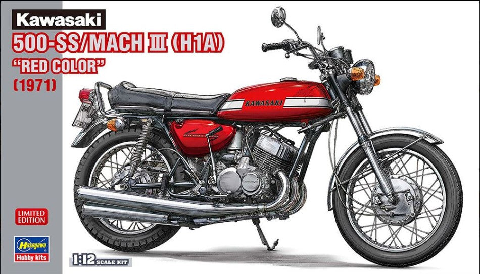 KAWASAKI 500-SS/MACH III (H1A) "RED COLOR" 1971 KIT 1:12 Scala 1:12 Hasegawa