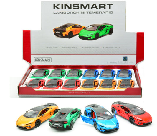 LAMBORGHINI TEMERARIO (5482D) COL.ASS.1:38 cm 12 Scala 1:32 Kinsmart