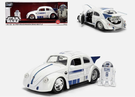 VW DRAG BEETLE 1959 STAR WARS r2d2 WHITE 1:24 Scala 1:24 Jada Toys