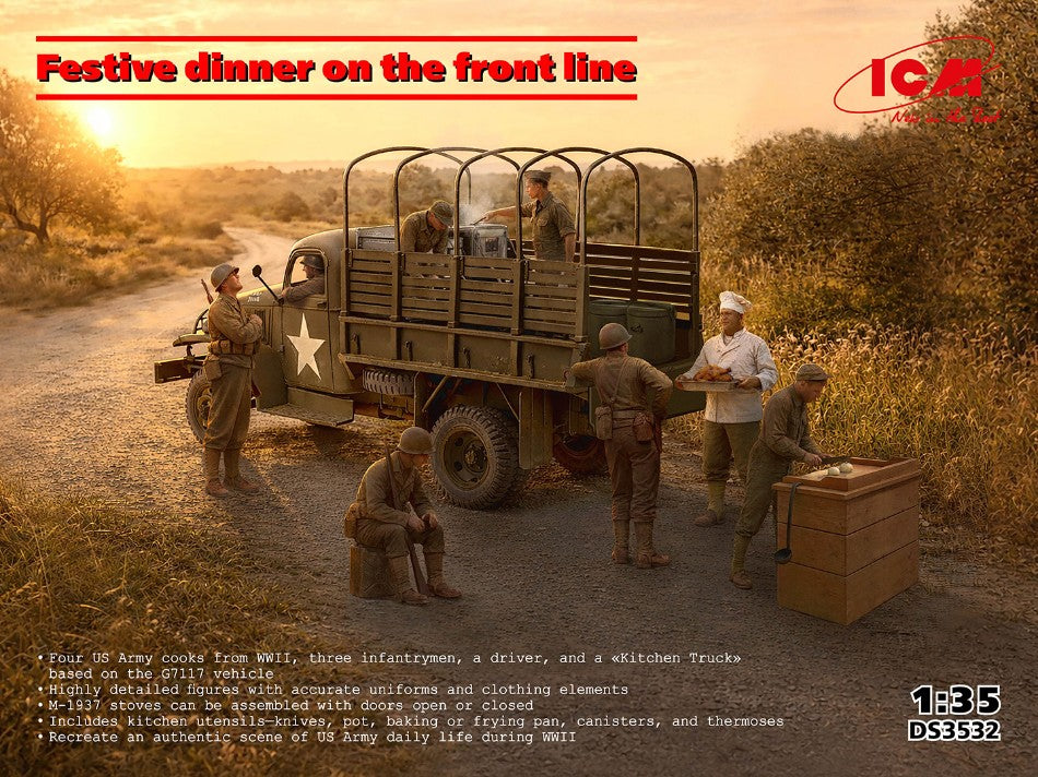FESTIVE DINNER ON THE FRONT LINE WWII US ARMY KITCHEN TRUCK KIT 1:35 Scala 1:35 ICM