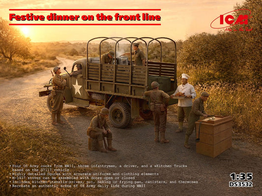 FESTIVE DINNER ON THE FRONT LINE WWII US ARMY KITCHEN TRUCK KIT 1:35 Scala 1:35 ICM