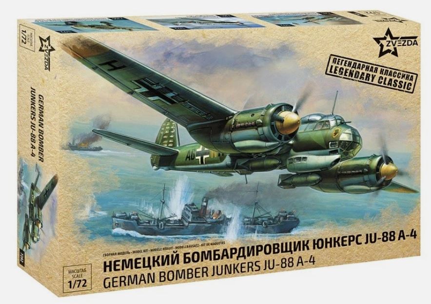 GERMAN BOMBER JUNKERS JU-88A4 KIT 1:72 Scala 1:72 Zvezda