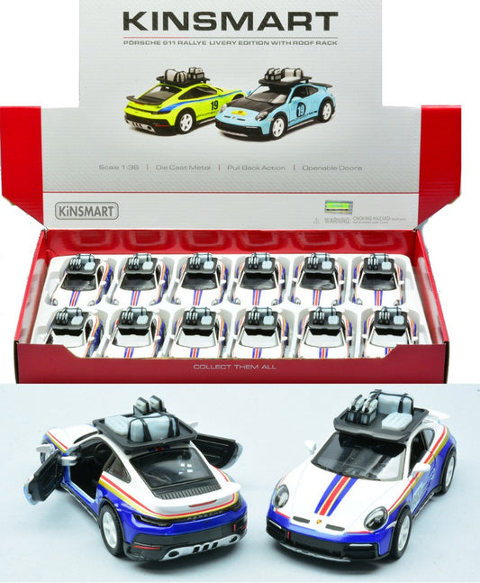 PORSCHE 911 RALLYE WITH ROOF RACK (5481DF) ROTHMANS LIVERY cm 12 1:36 Scale Varie Kinsmart