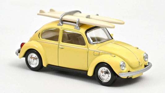 VW BEETLE 1303 1973 PASTEL YELLOW WITH SURFBOARDS JET-CAR 1:43 Scala 1:43 Norev
