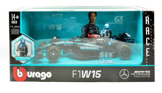 MERCEDES AMG W15 N.63 2024 GEORGE RUSSELL WITH FIGURE 1:24 Scala 1:24 Burago