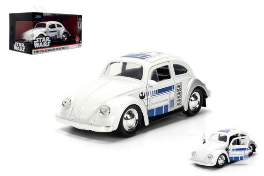 VOLKWAGEN DRAG BEETLE STAR WARS R2D2 1959 WHITE 1:32 Scala 1:32 Jada Toys