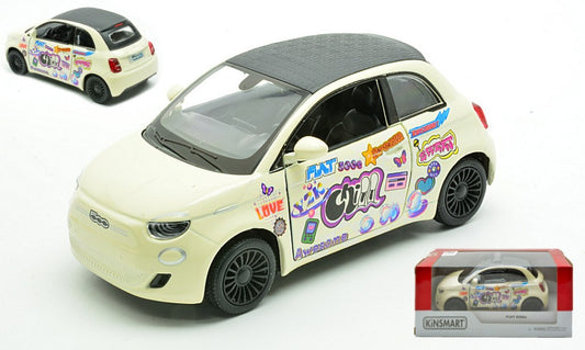 FIAT 500e "LIVERY EDITION" IVORY IN WINDOW BOX 1:32-38 cm 12 Scala 1:32 Kinsmart