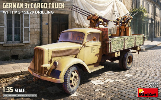 GERMAN 3t CARGO TRUCK WITH MG 151/20 DRILLING KIT 1:35 Scala 1:35 Miniart