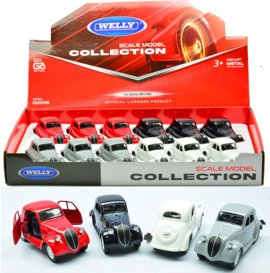 FIAT TOPOLINO 500 1936 COL.ASS.cm 10 Scale Varie Welly
