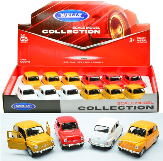 FIAT 600 ANNI 50/60 COL.ASS.cm 10 Scale Varie Welly