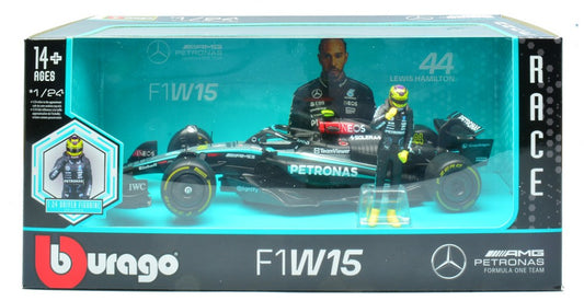 MERCEDES AMG W15 N.44 2024 LEWIS HAMILTON WITH FIGURE 1:24 Scala 1:24 Burago