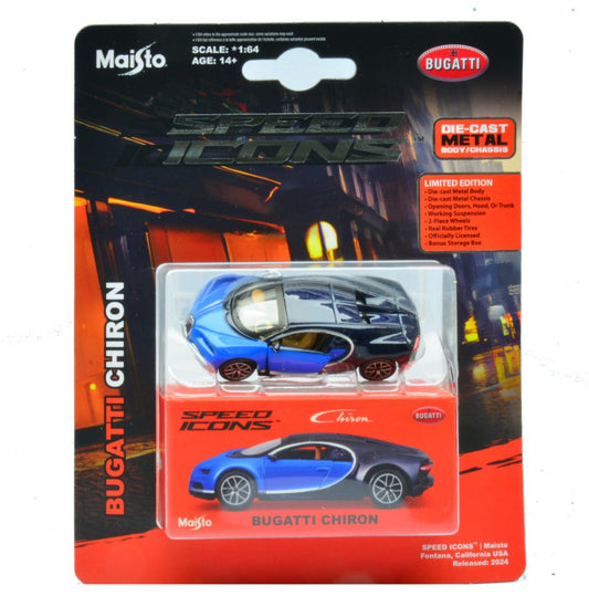 BUGATTI CHIRON BLUE SPEED ICONS 1:64 Scala 1:64 Maisto