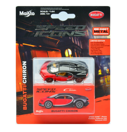 BUGATTI CHIRON RED SPEED ICONS 1:64 Scala 1:64 Maisto