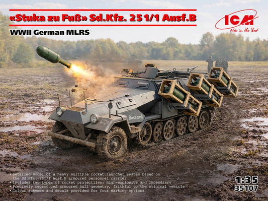 STUKA ZU FU SD.KFZ.251/1 AUSF.B WWII GERMAN MLRS KIT 1:35 Scala 1:35 ICM