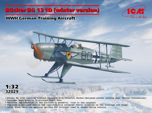 BUCKER Bu 131D (WINTER VERSION) WWII GERMAN TRAINING AIRCRAFT KIT 1:32 Scala 1:32 ICM