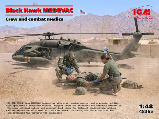 UH-60A BLACK HAWK MEDEVAC WITH FLIGHT MEDICS KIT 1:48 Scala 1:48 ICM