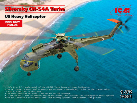 SIKORSKY CH-54A TARHE US NAVY HELICOPTER KIT 1:72 Scala 1:72 ICM