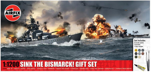 SINK THE BISMARK GIFT SET KIT 1:1200 Scale Varie Airfix