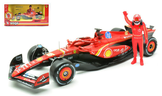 FERRARI SF-24 N.16 2024 CHARLES LECLERC W/FIGURE 1:24 Scala 1:24 Burago