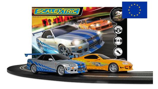 PISTA FAST & FURIOUS TOYOTA SUPRA & NISSAN R34 LUNGH.cm 158 1:32 Scala 1:32 Scalextric