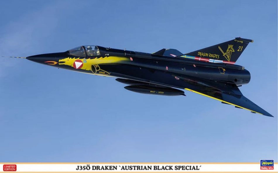 J35O DRAKEN AUSTRIAN BLACK SPECIAL KIT 1:48 Scala 1:48 Hasegawa