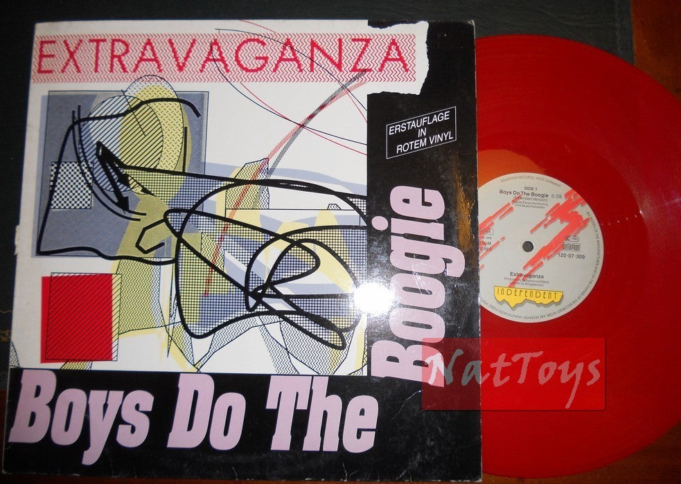 12" 33 RPM Extravaganza BOYS DO THE BOOGIE (Allemagne 1988) - Vinyle rouge NM/NM