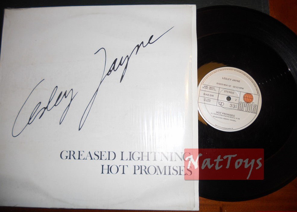 12" 33 RPM Lesley Jayne GREASED LIGHTNING/HOT PROMISES (1983 ARL 38011) - NM/NM