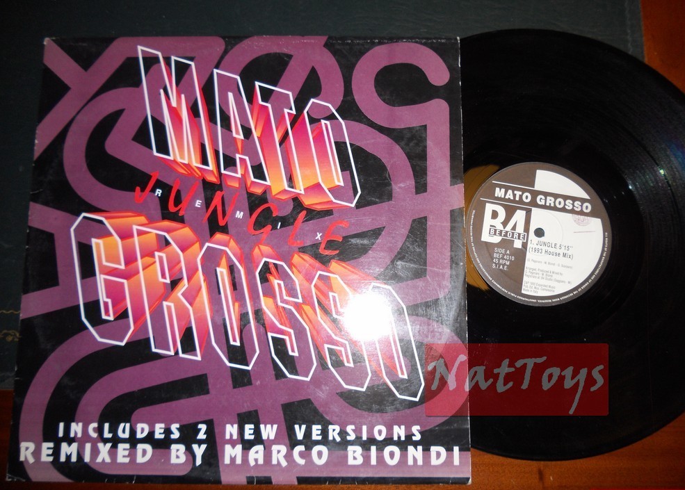 12" 33 RPM Mato Grosso JUNGLE REMIX (Italy 1993, B4 BEF 4010) - EX/EX