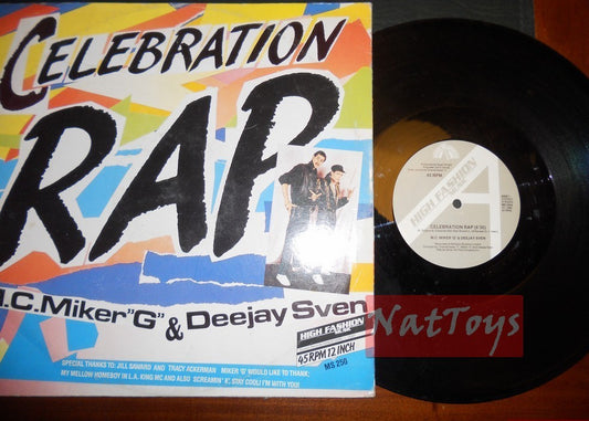 12" 33 RPM MC Miker G &amp; Deejay Sven CELEBRATION RAP (Holland 1986) - VG/VG