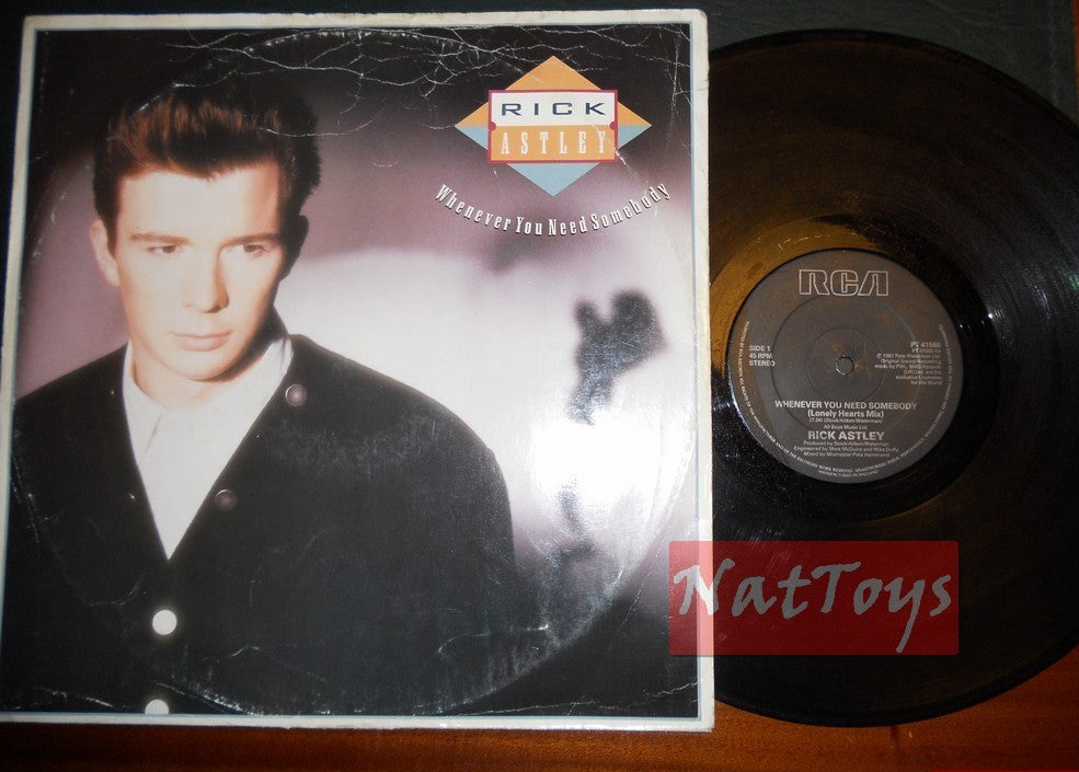 12" 33 GIRI Rick Astley WHENEVER YOU NEED SOMEBODY/JUST GOOD FRIENDS 1987  VG/VG