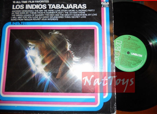 12" LP 33 GIRI Los Indios Tabajaras 16 TOUS LES TEMPS FAVORIS DU FILM Italie 1977 VG/EX