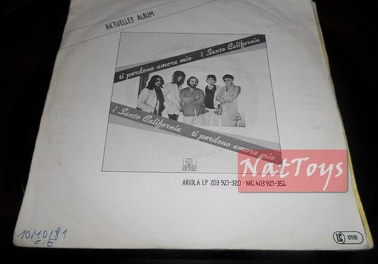 7" 45 GIRI I Santo California TI PERDONO AMORE MIO/CHE GIORNO E' 1981 - EX/NM