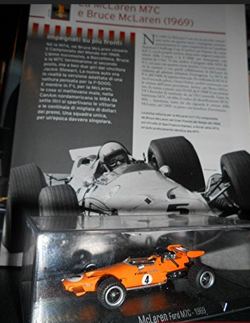 RBA McLaren Ford M7C 1969 F1 MODELLINO Rare DIE CAST 1:43 +fascicolo