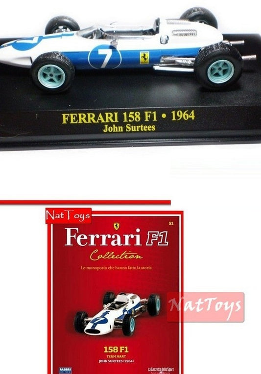 EDITORIA Modellino Ferrari F1 158 1964 Surtees DIE CAST 1:43  SCALE + fascicolo 51
