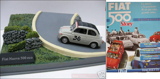 EDITORIA Modellino Fiat Nuova 500 Eco Diorama Cinquecento Story DIE CAST 1:43  +fas