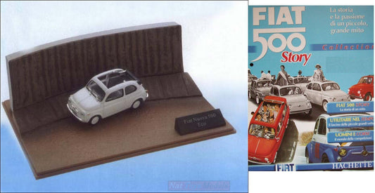 EDITORIA Modellino Fiat Nuova 500 Eco White Diorama Cinquecento Story DIE CAST 1:43 +fas