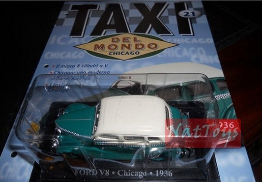 EDITORIA Modellino Ford V8 Chicago 1936 Taxi Mondo DIE CAST 1:43  +fas.21