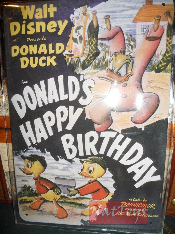 EDITORIA Modellino Targa Pubblicitaria Walt Disney DONALD DUCK HAPPY BIRTHDAY PAPERINO Collezione