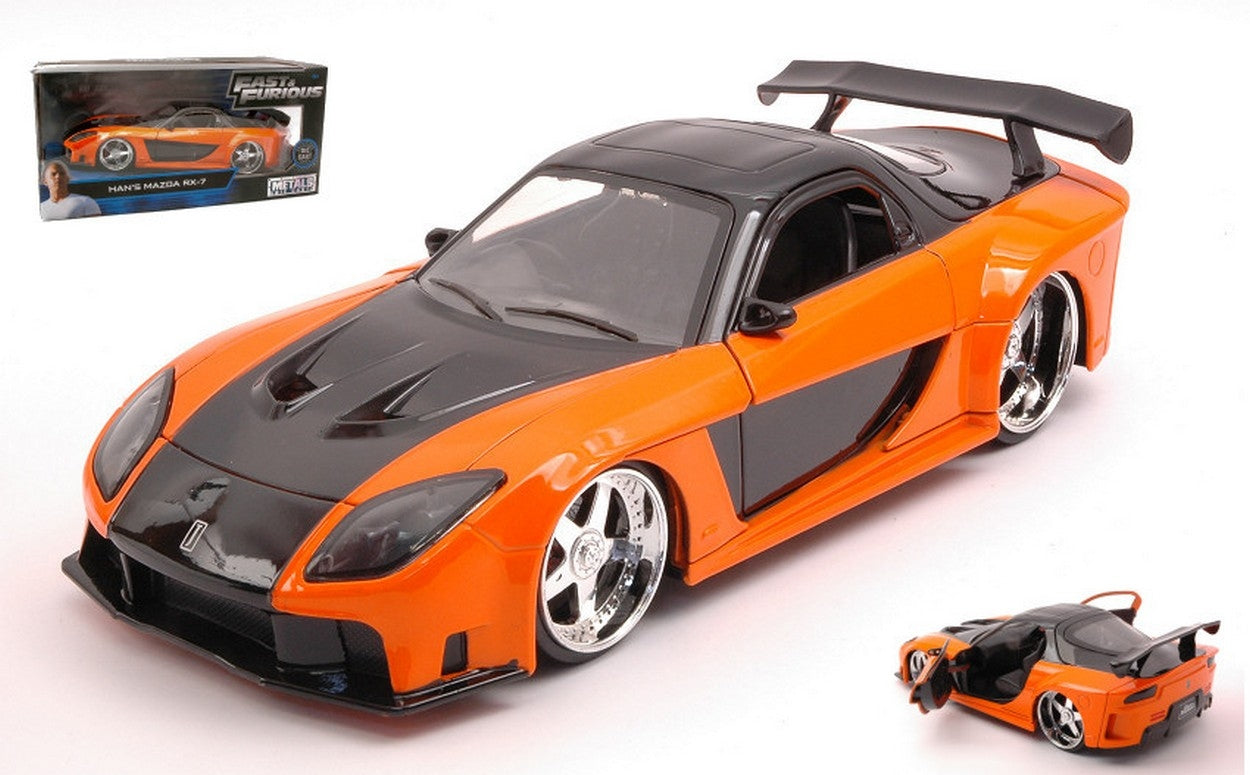 JADA TOYS MODEL COMPATIBILE CON HAN'S MAZDA RX-7 1993 ORANGE/BLACK FAST & FURIOUS 1:24DIECAST JADA30732
