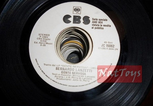 JUKE BOX 45 Bernardo Lanzetti Gente nervosa/Chas Jankel Glad to know you PROMO